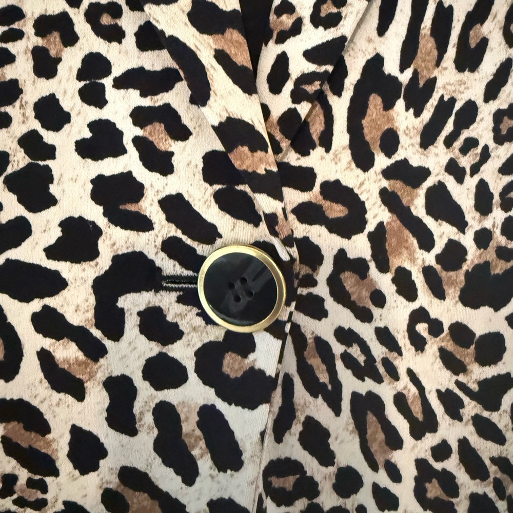 🐆Susan Graver Cheetah Print Single-Button Blazer - Beige & Black Size XS - NWOT - Picture 7 of 11